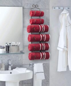 Alternative view of towel rack and wine rack - Bronze wall wine rack - wall mounted wine rack fits up 6 level wine bottles and many towels - fits as bathroom towel holder, or towel hanger, or a cap rack - By Sagler