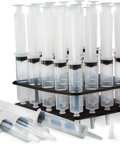 EZ-Inject 25 Pack (1oz) Jello Shot Syringes Combo with Tray/Racking Stand - 100% Safe & Reusable Plastic Syringes for Jello Shots - Small Syringe Shots Holiday and Halloween Party Supplies for Adults 25 61SiGeVpo L 3