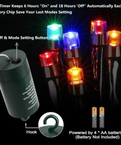 Alternative view of Joomer Battery Chrismas Lights, 66ft 200LED Fairy Lights Battery Operated Timer 8 Modes Waterproof for Outdoor Home Garden Party Holiday Christmas Trees Decoration (Multicolor) Multicolor
