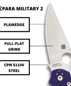 Spyderco Para Military 2 Signature Midnight Blue Knife with 3.42" CPM S110V Steel Blade and Durable G-10 Handle - PlainEdge - C81GPDBL2 31 61SphX0RpOL