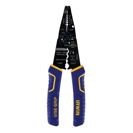 IRWIN VISE-GRIP Wire Stripping Tool / Wire Cutter, 8 inch, Cuts 10-22 AWG, ProTouch Grip (2078309) 8-inch Multicolor