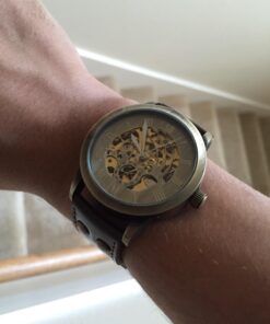 AMPM24 Men's Steampunk Mechanical Leather Bronze Skeleton Self-Winding Auto Wrist Wacth PMW198 25 61SwxH0mLL