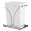 Household Essentials Glidez Chrome-Plated Steel Pull-Out/Slide-Out Discreet Single 9 Gallon Plastic Trash Can for Under Cabinet Use - Fits Standard Size Cabinet, Chrome and White 9 Gallon - Single Trash Can 55 61T foAsliL