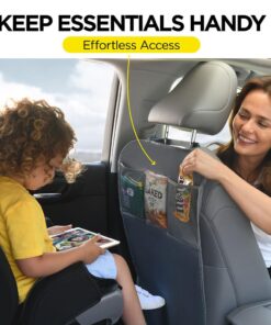 Alternative view of lebogner Back Seat Cover For Kids + 3 Pocket Storage Organizer, 2 Pack X-Large Multifunctional Kick Mats Backseat Protector, Car Seat Back Protectors For Vehicles To Protect From Dirt & Scuffs, Grey Kick Mats + 3 Organizers Pockets