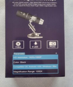 Wireless Digital Microscope, Skybasic 50X-1000X Magnification WiFi Portable Handheld Microscopes with Adjustable Stand HD USB Microscope Camera Compatible with iPhone Android iPad Windows Mac Computer Black 49 61T0v1L6cL