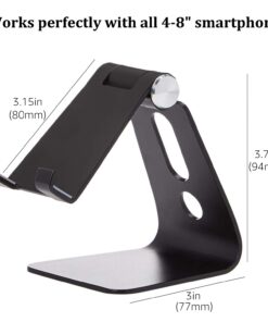 Amazon Basics Adjustable Aluminum Cell Phone Desk Stand for iPhone and Android, Black 28 61T5A0ZSt3L