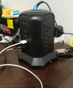 Power Strip Tower Surge Protector, BEVA Surge Protector Tower with 9 AC Outlet and 4 USB Ports, 18AWG 6.5 Feet Extension Cord, 3-Prong Flat Plug, Multiple Outlets for Office Apartment Dorm Essentials 6.5ft-Black 38 61T5hAWj3nL