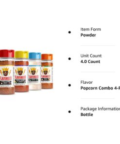 Popcorn Combo Pack of 4, Herb, Spices, Topper and Seasoning Gift Set - Everything Spicy, Pizza, Ranch, Lemon & Garlic - Premium All Natural & Healthy Spice Blend- Flavor God Seasonings Popcorn Combo Large (Pack of 4) 13 61T5wckmDTL