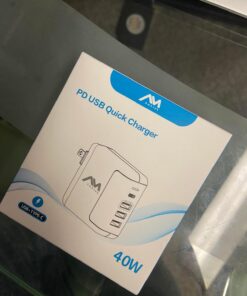 USB C Charger 40W, AMLINK 4 Port USB Wall Charger, QC 3.0 Fast Charging Block, USB Charger with Foldable Plug Power Adapter for iPhone 15/14/13/12/Plus/Pro/Pro Max, Galaxy, Note, Pixel White 47 61T892hTNhL