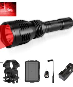WINDFIRE WF-802 350 Lumens Waterproof Tactical Flashlight 250 Yards Long Range Throwing RED LED Coyote Hog Hunting Torch with Pressure Switch & Barrel Mount 19 61TBIbgF5HL