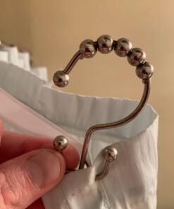Maytex Shower Curtain Hooks, Shower Curtain Rings, Rust-Resistant Decorative Double Roller Glide Shower Hooks, Shower Rings for Bathroom Shower Rods, Curtains, Liners, Set of 12, Brushed Nickel 30 61TBszI4r6L