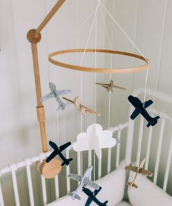 Sorrel + Fern Baby Crib Mobile (Airplanes in The Clouds) - Nursery Decoration Ceiling Mobile and Baby Shower for Boys & Girls - Grey and White Airplanes in The Clouds 24 61TBwg9AFEL