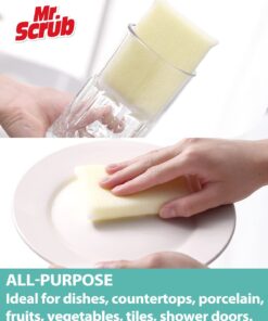 24 Pads All-Purpose Sponges Kitchen, Non Scratch Dish Sponge for Washing Dishes Cleaning Kitchen, Premium Kitchen Scrub Sponge and Scrubbers Cleaning Pads, Ideal for Kitchen, Bathroom, Mr. Scrub 24 Pack 10 61TByo24a9L