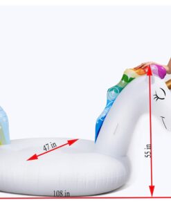 dreambuilderToy Giant Inflatable Unicorn Pool Float, 9 Feet Long , Unicorn Pool Float Floatie Ride On Large raft Summer Beach Pool Party Lounge for Kids and Adults (Unicorn Float) 19 61TFyG4SHsL