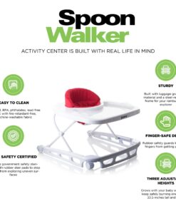 Joovy Spoon Baby Walker & Activity Center Featuring Three Adjustable Heights, Tough Luggage Grade Seat Material, and 30 lb Weight Capacity - JPMA Safety Certified (Red) Red 24 61TGYhxU8IL