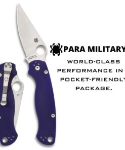Spyderco Para Military 2 Signature Midnight Blue Knife with 3.42" CPM S110V Steel Blade and Durable G-10 Handle - PlainEdge - C81GPDBL2 30 61THWdnGU0L