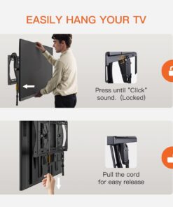 Perlegear Tilting TV Wall Mount for Most 37-75 inch TVs, Large Low Profile TV Mount Wall Bracket for Flat Curved LED LCD OLED TVs, Fits 16, 18, 24 Inch Studs Max VESA 600x400mm Support Up to 132lbs 17 61TIeyeQA3L