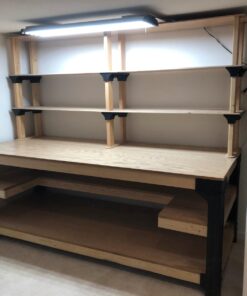 2x4basics 90164MI Custom Work Bench and Shelving Storage System, Black Work Bench with Shelf 77 61TIsts5KVL