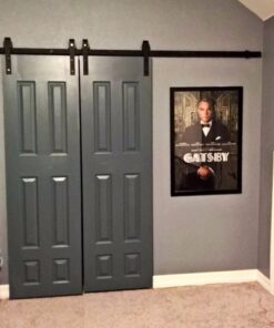 SMARTSTANDARD 8 Feet Heavy Duty Sturdy Sliding Barn Door Hardware Kit -Smoothly and Quietly -Easy to Install -Includes Step-by-Step Installation Instruction Fit 48" Wide Door Panel (J Shape Hanger) 49 61TKUixFYRL