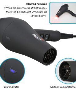 JINRI Infrared Professional Salon Hair Dryer Ionic Hair Dryer with Diffuser & Concentrator Attachments for Curly Hair, Black (Large) 30 61TLWmQgXL 3