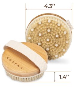 Dry Brushing Body Brush - Best for Exfoliating Dry Skin, Lymphatic Drainage and Cellulite Treatment - Organic Spa Exfoliator and Massage Scrub Brush with Natural Boar Bristles 1 Count (Pack of 1) 29 61TLu6GZkjL