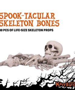 Kangaroo Halloween Bag of Skeleton Bones and Skull- Halloween Graveyard Props- Haunted House Lawn Yard Decorations- Scary Halloween Decorations 30 Pieces Bag of Plastic Bones 26 61TP7A2HyL