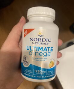 Nordic Naturals Ultimate Omega, Lemon Flavor - 90 Soft Gels - 1280 mg Omega-3 - High-Potency Omega-3 Fish Oil Supplement with EPA & DHA - Promotes Brain & Heart Health - Non-GMO - 45 Servings 90 Count (Pack of 1) 31 61TU7U7g7L