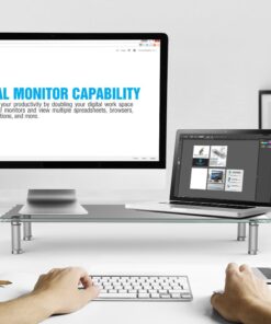 Eutuxia Type-M Tempered Glass Monitor Stand, TV, Laptop, Computer, All-in-One Desktop, Printer Stand/Riser.for Home, Office, Cubicle. Stay Organized & Save Space. 27.8 x 11 x 3.5" Type M 26 61TUBu1d1pL