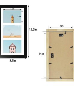 Golden State Art, 7x14 Black Photo Wood Collage Frame with Mat displays (3) 4"x6" Pictures 1 Pack Wood - Black With White Mat 22 61TUG0SNBTL