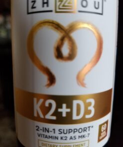 Zhou Nutrition Vitamin D3 K2, Bone and Heart Health Formula 5000 IU Vitamin D3 & 90 mcg Vitamin K2, Max Strength 2 in 1 Immune Support and Calcium Absorption, Gluten Free, 60 Count Capsules 29 61TVCxYxPQL