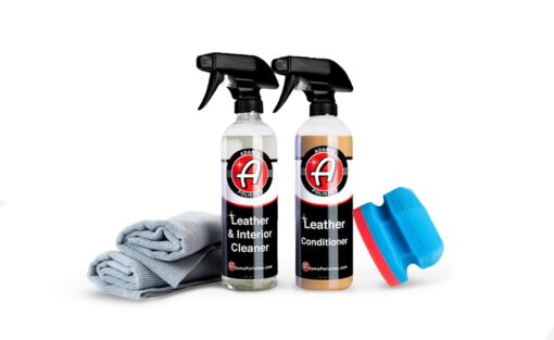 Adam’s Leather Care Kit - Leather Cleaner & Leather Conditioner Car Cleaning Supplies | UV Protection for Interior Accessories Steering Wheel Seat Dash Vinyl Shoe Polish Jacket | Safe Auto Chemical 16.00 Fl Oz (Pack of 2)