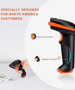 Tera Barcode Scanner Wireless 1D Laser Cordless Barcode Reader with Battery Level Indicator, Versatile 2 in 1 2.4Ghz Wireless and USB 2.0 Wired 1D Orange 24 61TYYiSwbdL