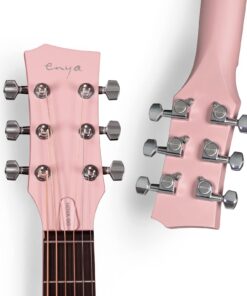 Enya NOVA Go SP1 Carbon Fiber Acoustic Electric Guitar with Smart AcousticPlus 35 Inch Travel Acustica Guitarra Starter Bundle Kit of Gig Bag, Strap, Strings, Charging Cable, Instrument Cable(Pink) Acoustic-Electric Pink 10 61TaW6fr3ML