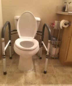 Vaunn Deluxe Folding Safety Toilet Rail, Adjustable and Foldable Toilet Safety Frame, Bathroom Handrail Assist Grab Bar Handle, Gray 35 61Tc8RkBRqL