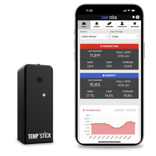 Temp Stick Remote WiFi Temperature & Humidity Sensor. No Subscription. 24/7 Monitor, Unlimited Text, App & Email Alerts. Free Apps, Made in America. Use with Alexa, IFTTT. Monitor Anywhere, Anytime. Black