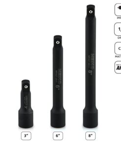 NEIKO 00237A 1/2-Inch-Drive Impact Extension-Bar Set, Made with CrV Steel, 3-Inch, 6-Inch, and 8-Inch Sizes, 3-Piece Set 3 Piece, (3", 6", 8") 1/2" DR 10 61TjtQWrkBL