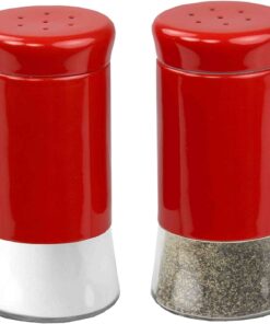 Retro-Styled Stainless Steel Salt and Pepper Shakers (Red), By Home Basics | 2 Piece Shakers for Salt, Pepper, Cumin, Cinnamon, Paprika, and More | With See-Through Glass Bases Red 1 of Each 28 61TlAUaJojL