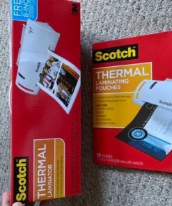Scotch Thermal Laminating Pouches, 100 Count, Clear, 5 mil., Laminate Homemade Ornaments, Christmas Banners and Gift Tags, Ideal Holiday Supplies, Fits Photo Card Sized (5.2 in. x 7.2 in.) Paper 28 61ToUTMXkAL