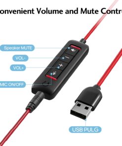 HROEENOI Premium USB Wired Headset with Noise-Cancelling Microphone, Ideal for PC, Laptop, Zoom Calls, Skype Meetings, Call Centers, and Home Office Use with in-Line Controls for Volume & Mic Mute 1 Pack 20 61TpUJJA9mL