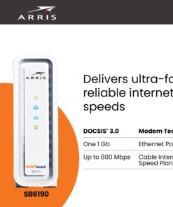 ARRIS SURFboard SB6190 DOCSIS 3.0 32 x 8 Gigabit Cable Modem , Comcast Xfinity, Cox, Spectrum , 1 Gbps Port , 800 Mbps Max Internet Speeds , Easy Set-up with SURFboard Central App , Black Docsis 3.0 32x8 Modem 24 61TpsVz2tQL