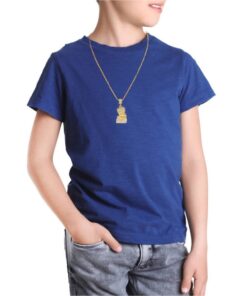 putouzip Bart Chain Necklace 18K Gold Plated Fully Iced Out Stainless Steel Pendant For Men Boys Gift 22 61Tsfo4r3L