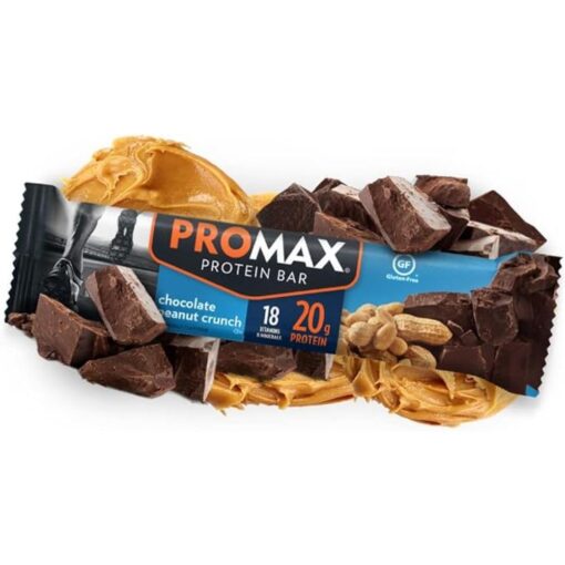 Promax Protein Bar, Chocolate Peanut Crunch, 20g High Protein, Gluten Free, 12 Count Chocolate Peanut Crunch 12ct 12 Count (Pack of 1)