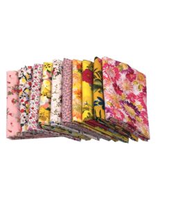 RayLineDo® 10 Pcs Different Pattern Multi Color 100% Cotton Poplin Fabric Fat Quarter Bundle 18" x 22" Patchwork Quilting Fabric Yellow and Pink Series 14 61TvWpQ40SL