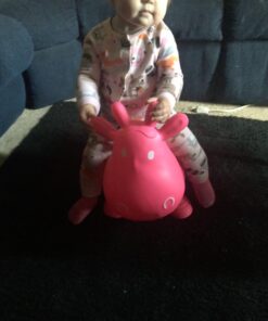 AppleRound Cow Bouncer with Air Pump, Inflatable Space Hopper, Ride-on Bouncy Animal (Pink) Pink 27 61Tx5He3BOL