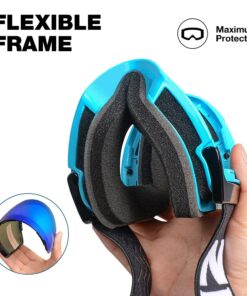 ZIONOR X4 Ski Goggles Magnetic Lens - Snowboard Snow Goggles for Men Women Adult A0 Vlt 13.67% Blue Lens Blue Frame 55 61Txel1SgJL