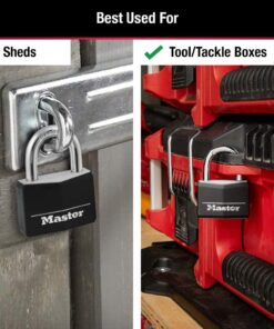 Master Lock Covered Aluminum Lock, Locker Lock with Key, Key Lock for Gym Locker, 1 Pack, 141D, Black Padlock 24 61TxkusuftL