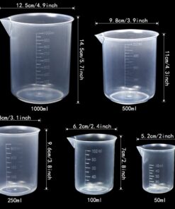 Alternative view of APLANET Plastic Graduated Cylinders and Beakers, 10ml, 25ml, 50ml, 100ml Cylinders with 50ml, 100ml, 250ml, 500ml, 1000ml Beakers and 1 Tube Brush, Ideal for Home and School Science Lab