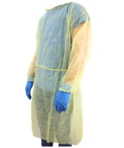 Alternative view of Ever Ready First Aid Isolation Gown with Elastic Wrists, Fluid Resistant, Yellow (Pack of 10)