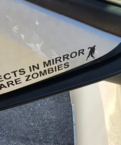 BERRYZILLA Objects in Mirror are Zombies Decal - Walking Zombie Bio Hazard Scary Dead Outbreak Response Black Etched Glass Vinyl Funny Sticker 17 61U5yafEewL