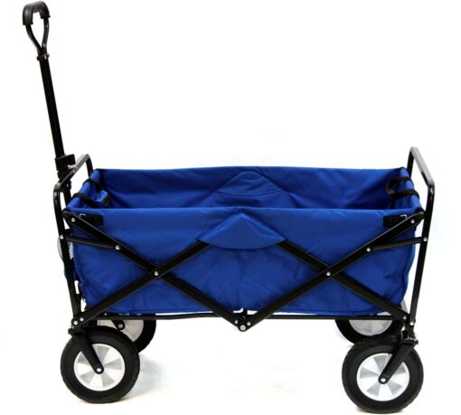 Mac Sports Heavy Duty Steel Frame Collapsible Folding 150 Pound Capacity Outdoor Camping Garden Utility Wagon Yard Cart, Blue Solid Blue